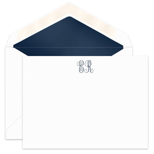 Twilight Initials Flat Note Cards - Raised Ink